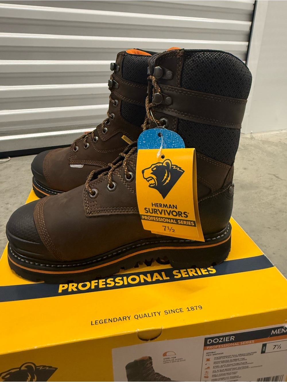 Herman Survivors Dozier Steel Toe Waterproof Work Boots Men's 7.5 Brown/Black